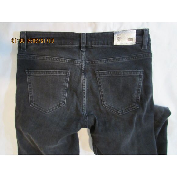 ZARA BLACK JEANS DENIM SIZE 2 STUDDED CUFFS Z1975 BASIC DEPT - Picture 6 of 9